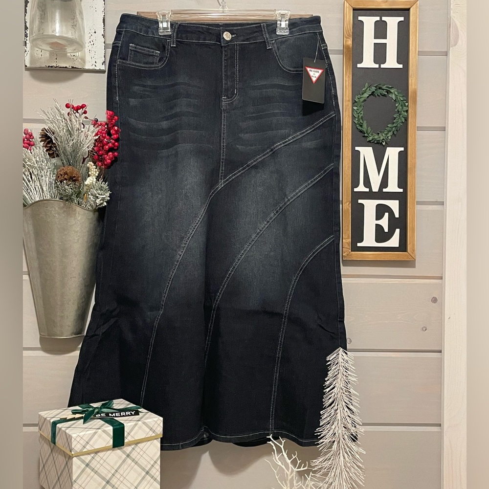 Long denim skirt
